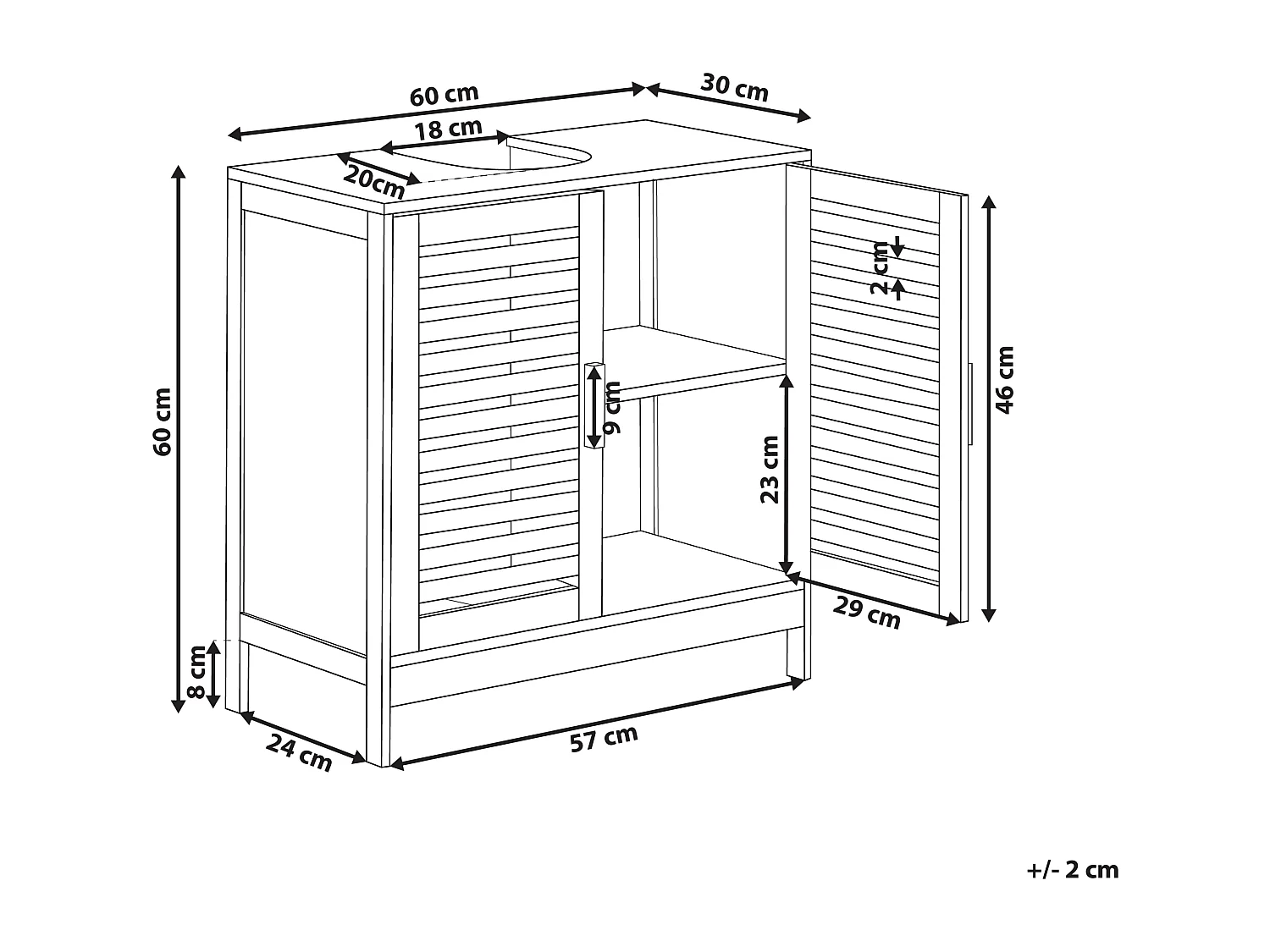 Waschbeckenunterschrank MISSOULA Bambusholz 60 cm Hellbraun
