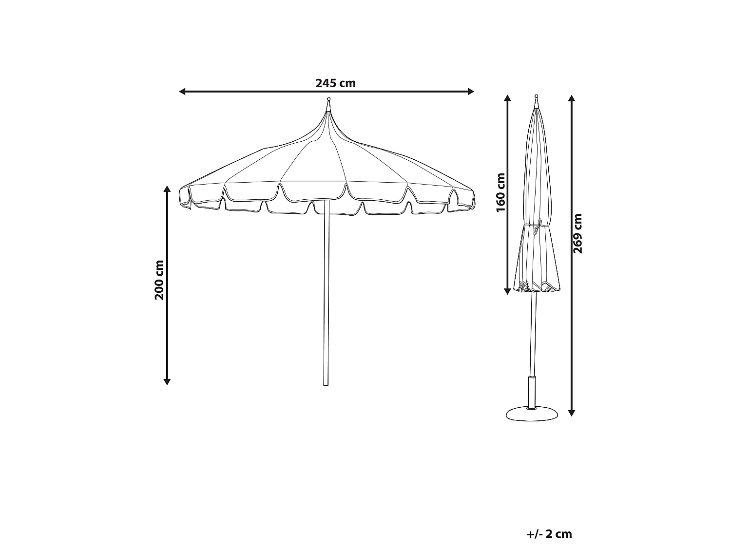 Market Parasol 245 cm MINOA White/ Beige