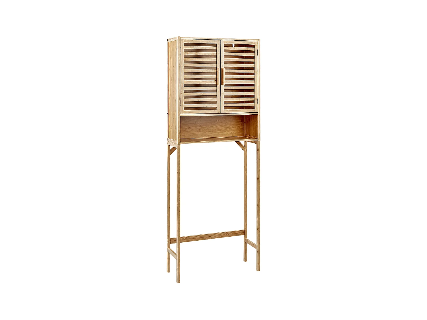 Badezimmerschrank OKARCHE Bambusholz 63 cm Hellbraun