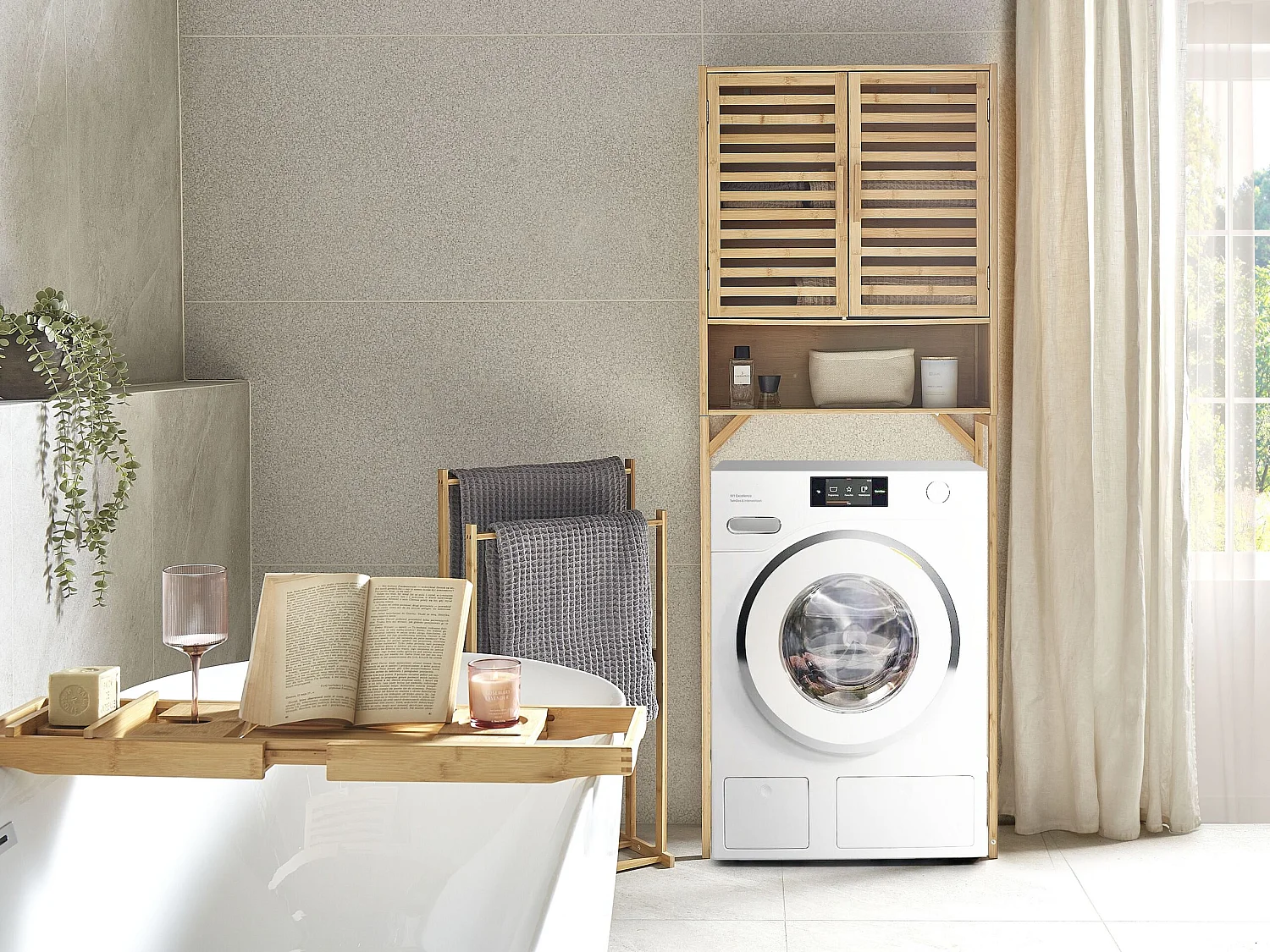 Badkamermeubel OKARCHE Bamboehout 63 cm Lichtbruin