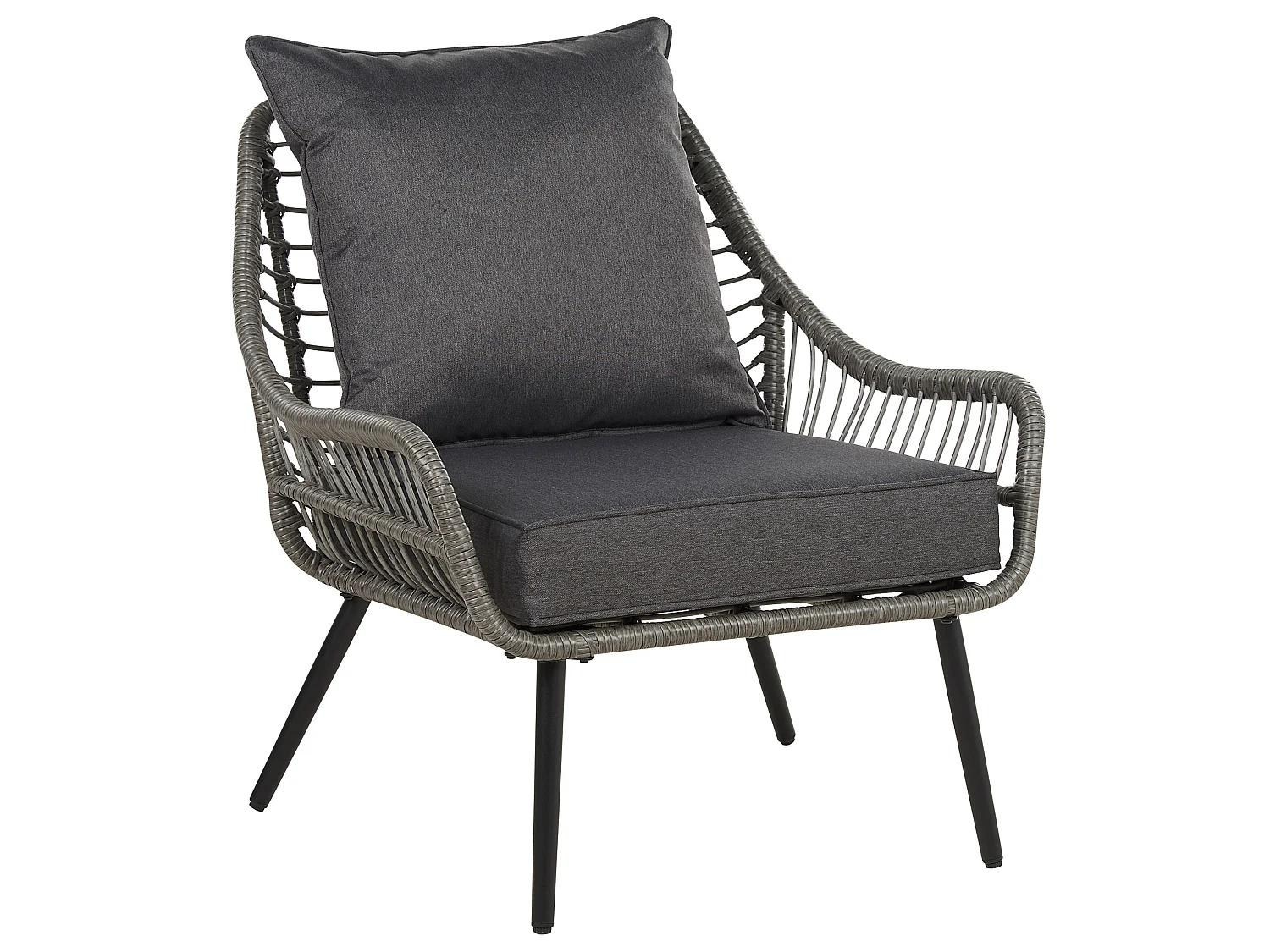 Bistro Set with Cushions LAURETO PE Rattan Grey