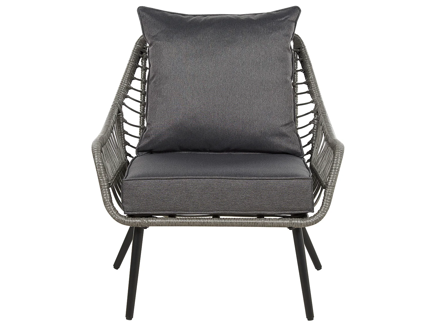 Bistro Set with Cushions LAURETO PE Rattan Grey