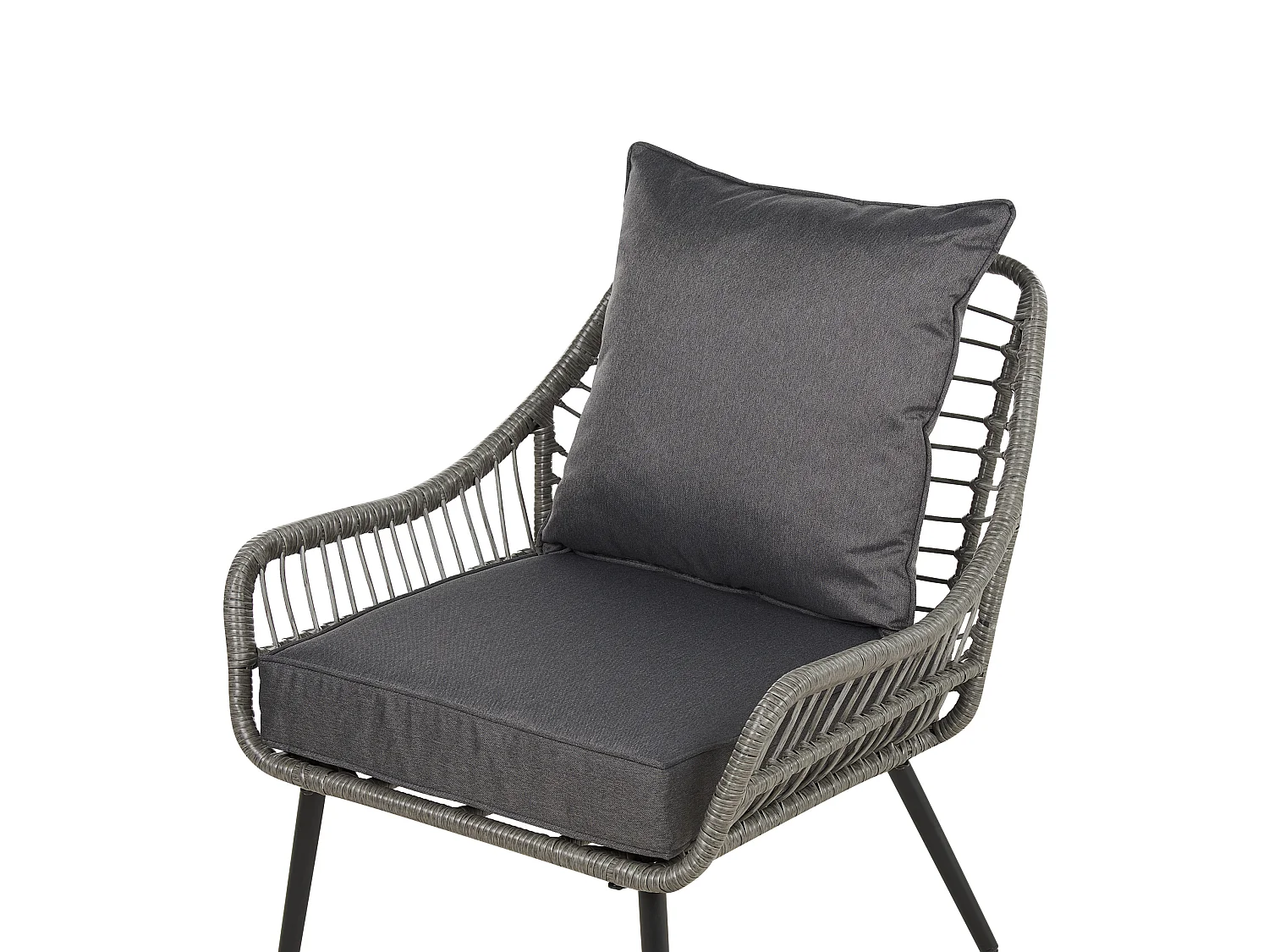 Bistro Set with Cushions LAURETO PE Rattan Grey