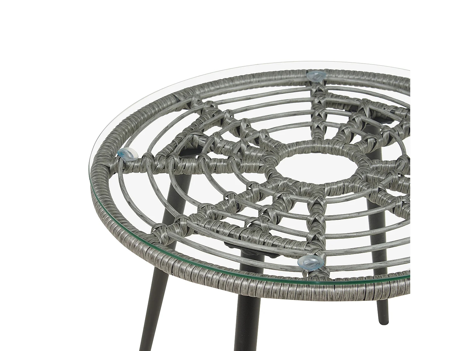 Bistro Set inkl. Kissen LAURETO Polyrattan Grau