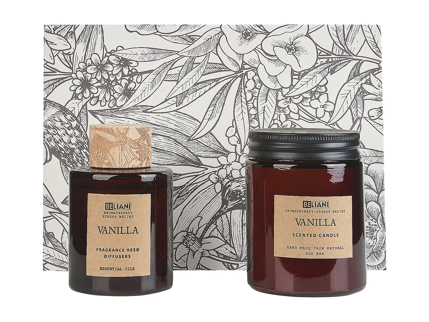 Geurkaars met geurstokjes DARK ELEGANCE Soja wax Bloemige geurnoten