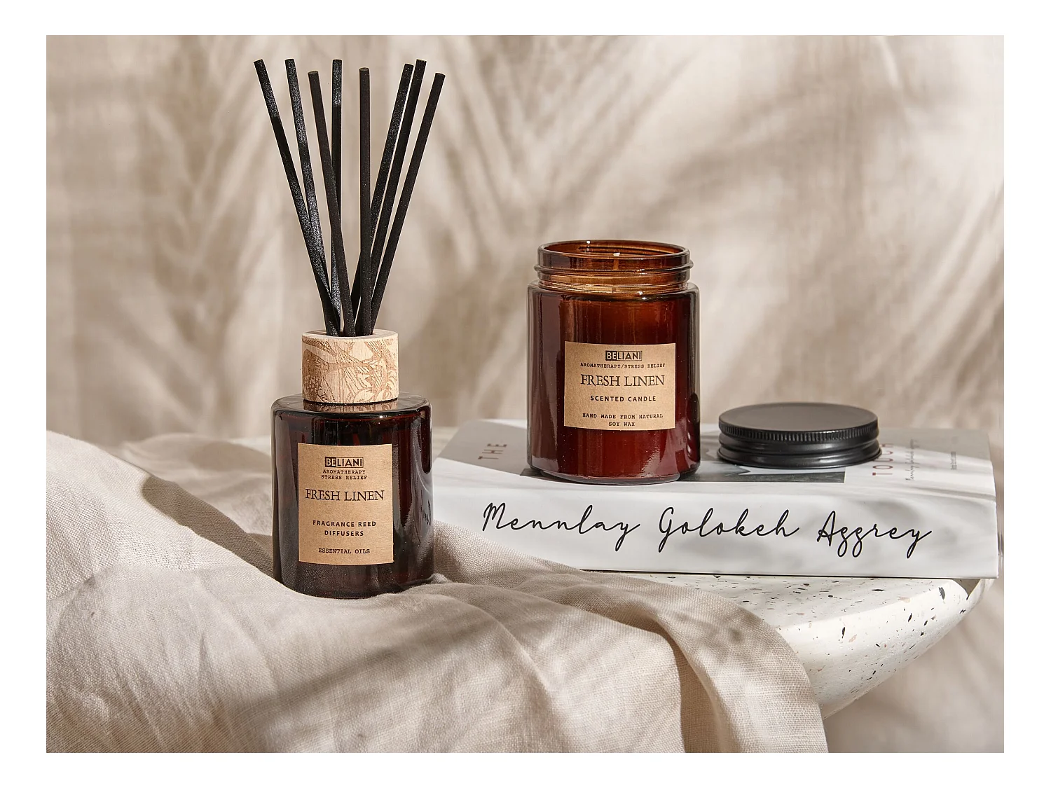 Bougie parfumée avec diffuseur DARK ELEGANCE Cire de soja Notes de fraîcheur