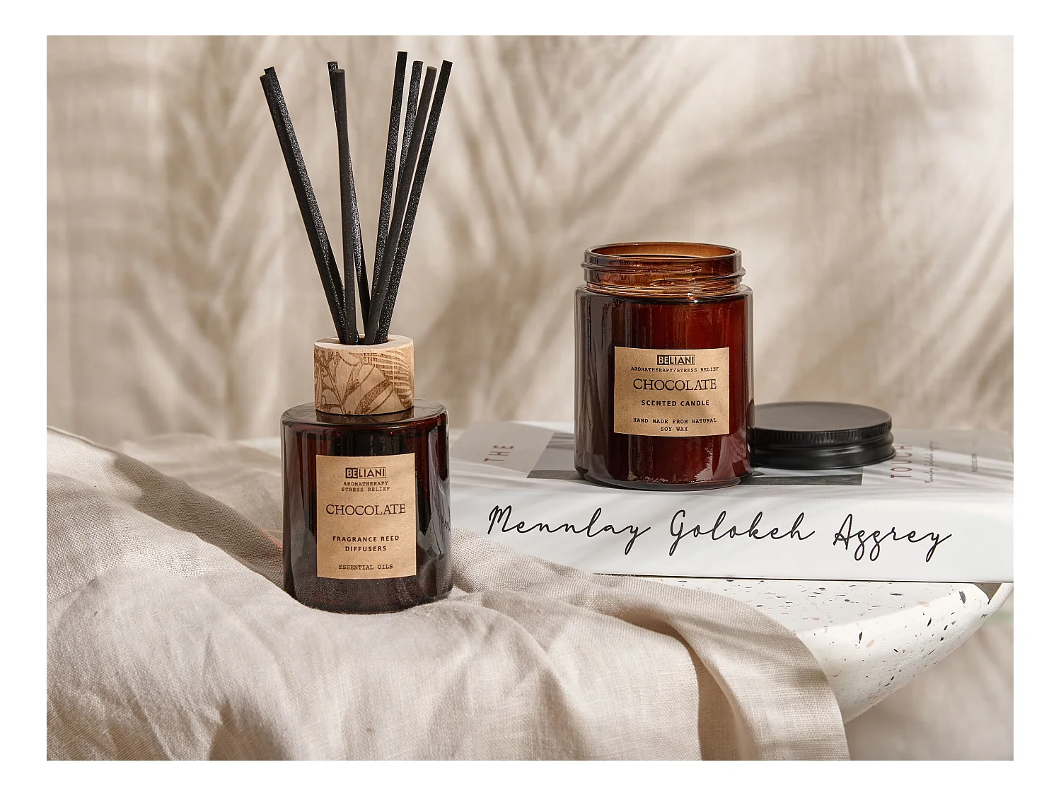 Bougie parfumée avec diffuseur DARK ELEGANCE Cire de soja Notes sucrées