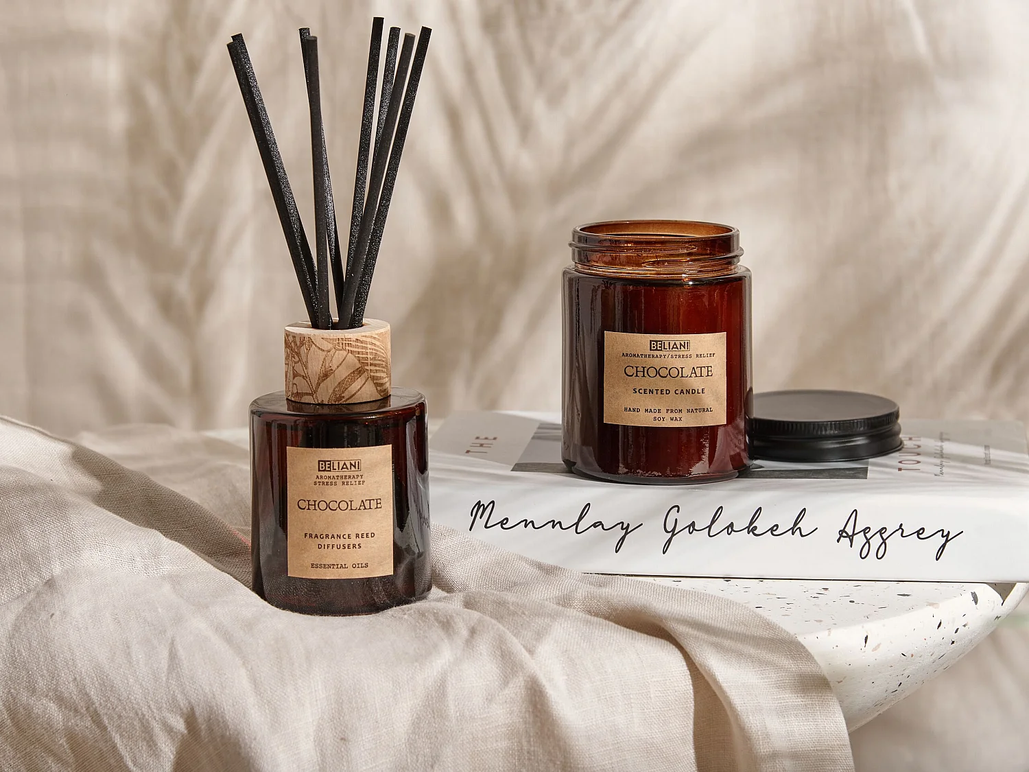 Bougie parfumée avec diffuseur DARK ELEGANCE 9 cm Marron