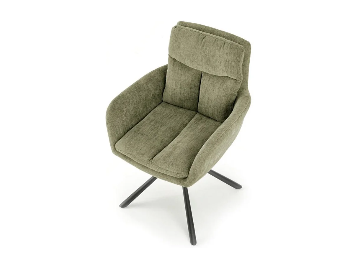 Sedia girevole imbottita di design in tessuto Edge verde