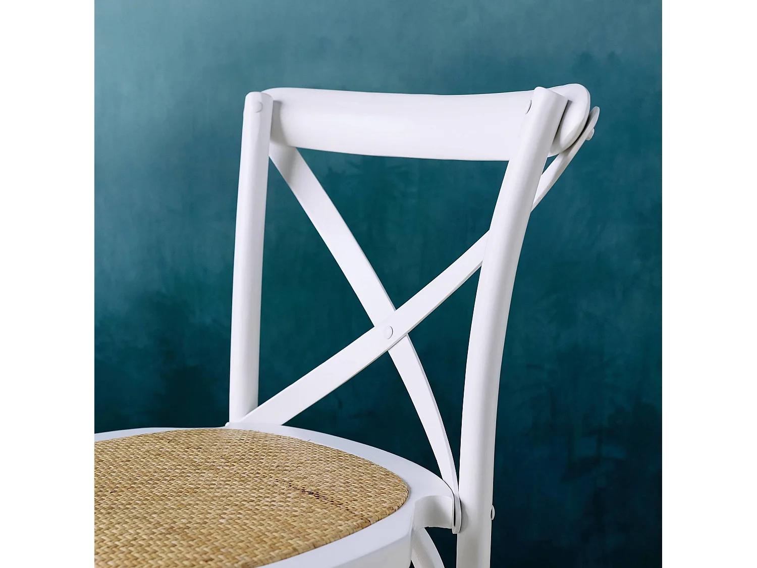 Lot de 2 tabourets de bar bistrot vintage en bois blanc avec repose-pieds