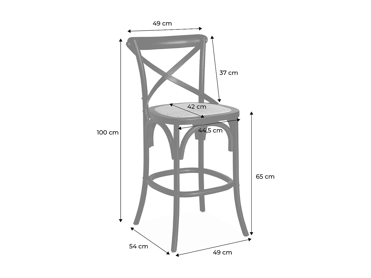 Lot de 2 tabourets de bar bistrot vintage en bois blanc avec repose-pieds