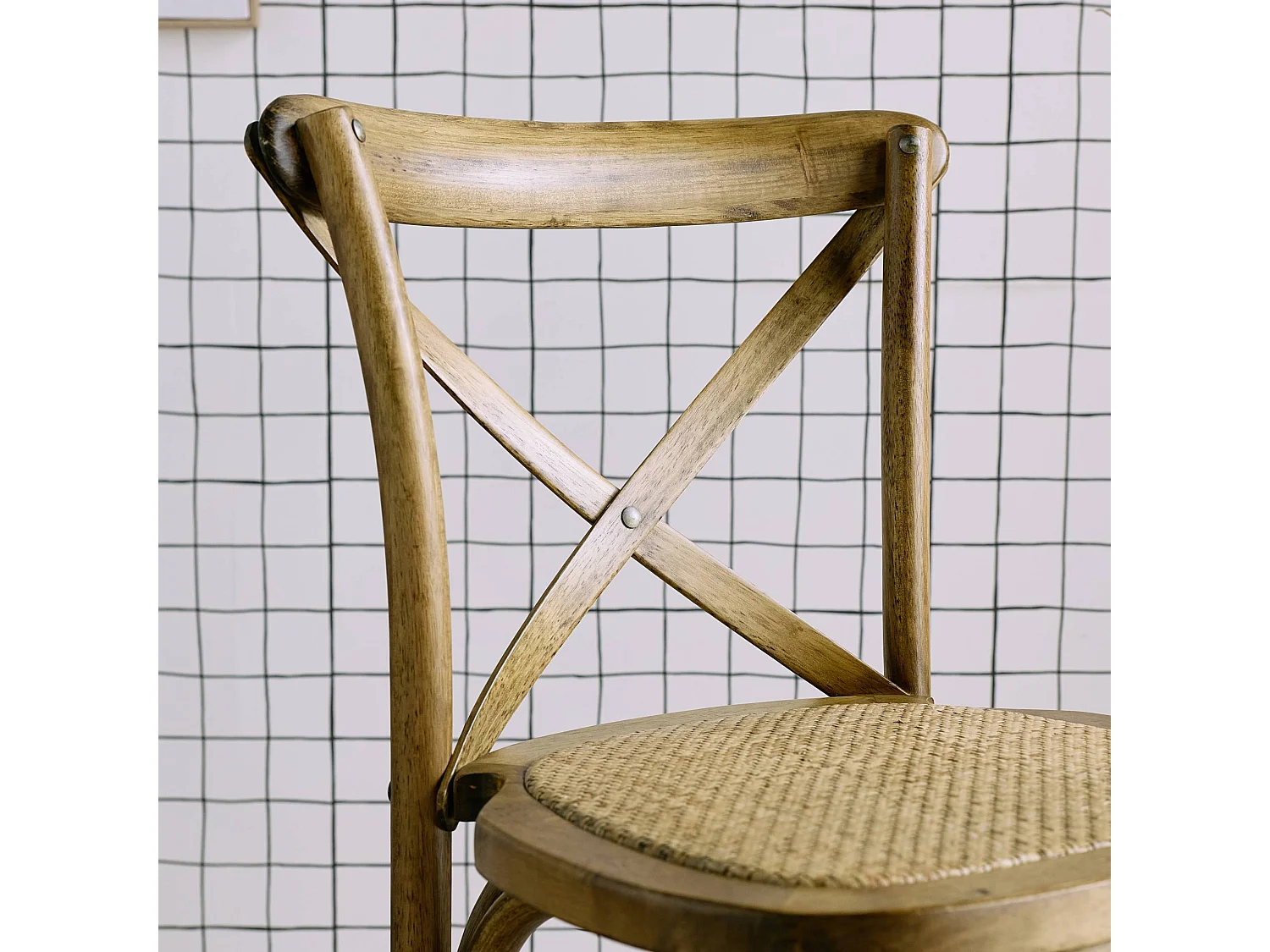 Lot de 2 tabourets de bar bistrot vintage en bois marron vieilli avec repose-pieds