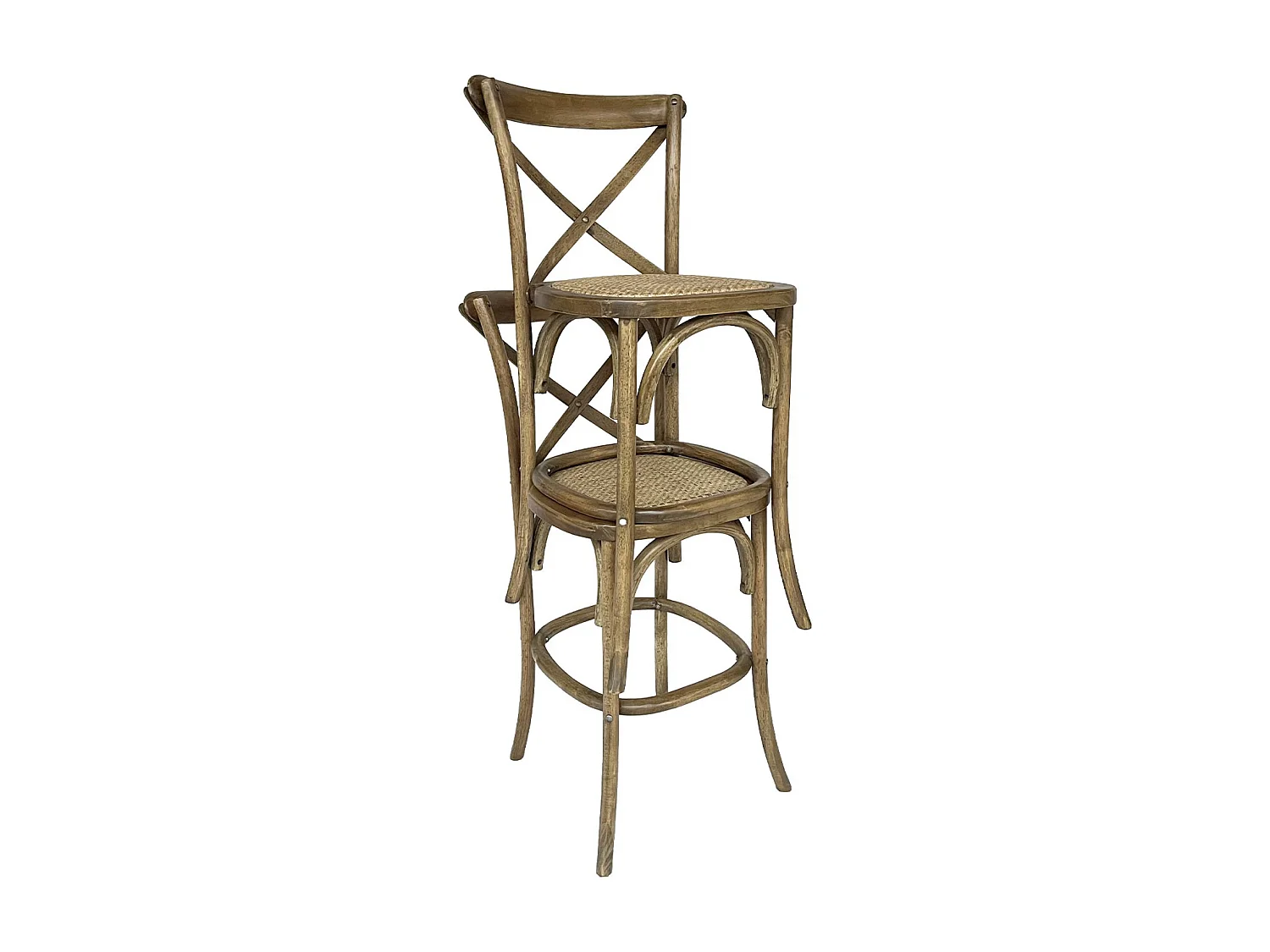 Taburete de bar bistró vintage de madera, set de 2 marrón viejo