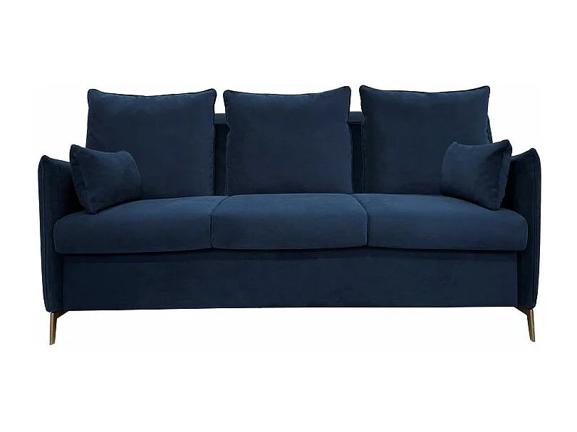 PICADILY Canapé convertible 3 places bleu marine matelas Dunlopillo 140cm