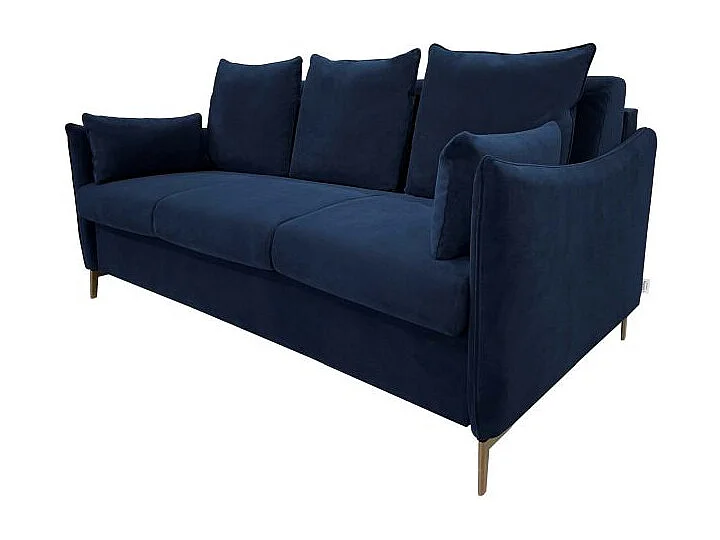 PICADILY Canapé convertible 3 places bleu marine matelas Dunlopillo 140cm