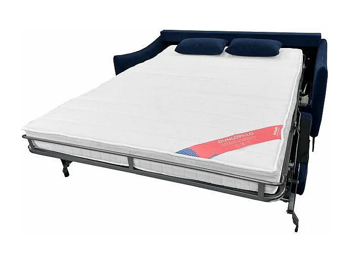 PICADILY Canapé convertible 3 places bleu marine matelas Dunlopillo 140cm