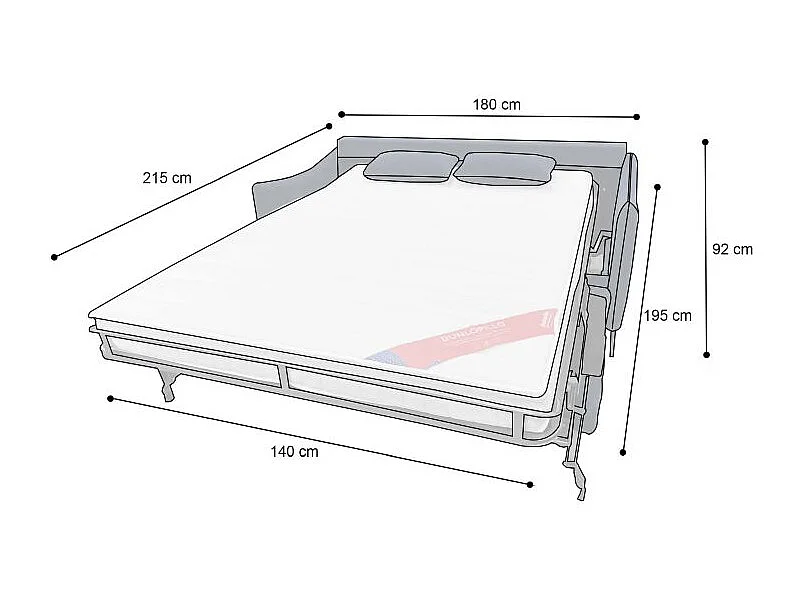 PICADILY Canapé convertible 3 places bleu marine matelas Dunlopillo 140cm