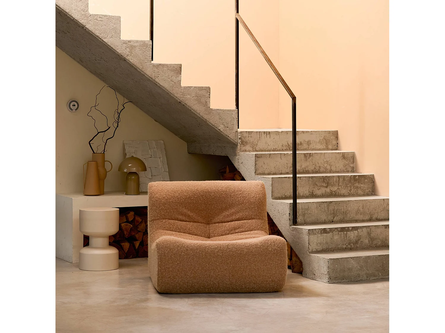 Módulo para sofá modular en tejido efecto alpaca, 1 plaza beige