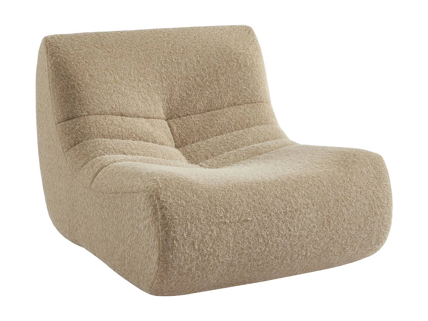 Chauffeuse tissu effet alpaca 1 place. beige. style contemporain. L 91 x P 105 x H 72cm
