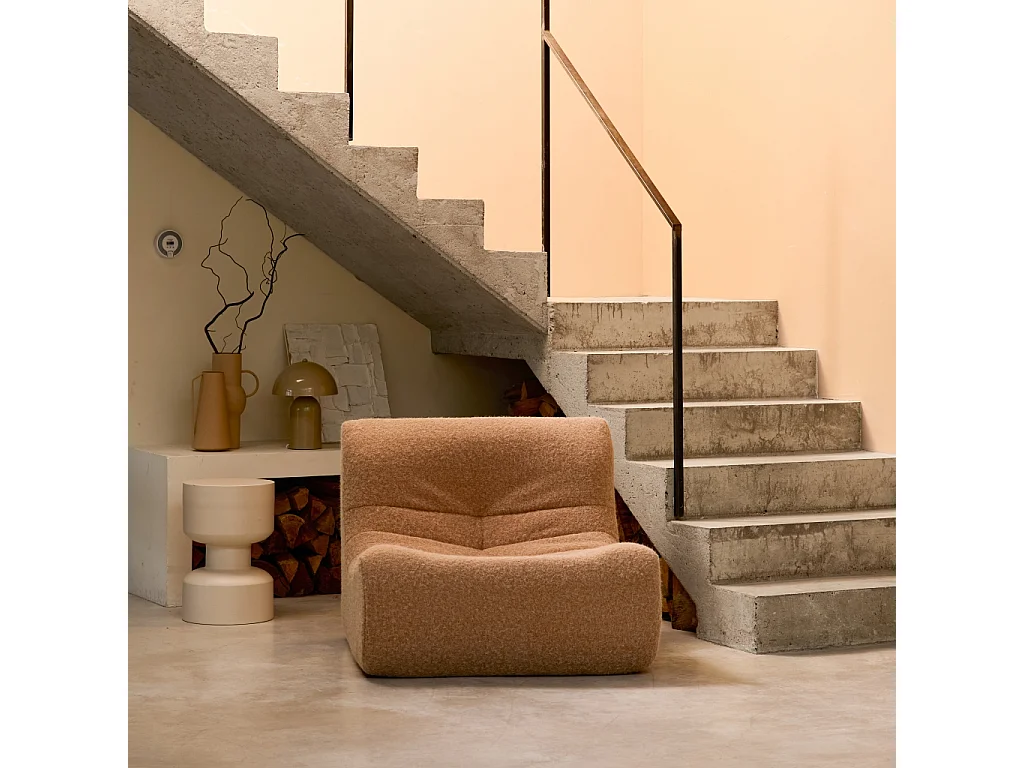 Chauffeuse tissu effet alpaca 1 place. beige. style contemporain. L 91 x P 105 x H 72cm