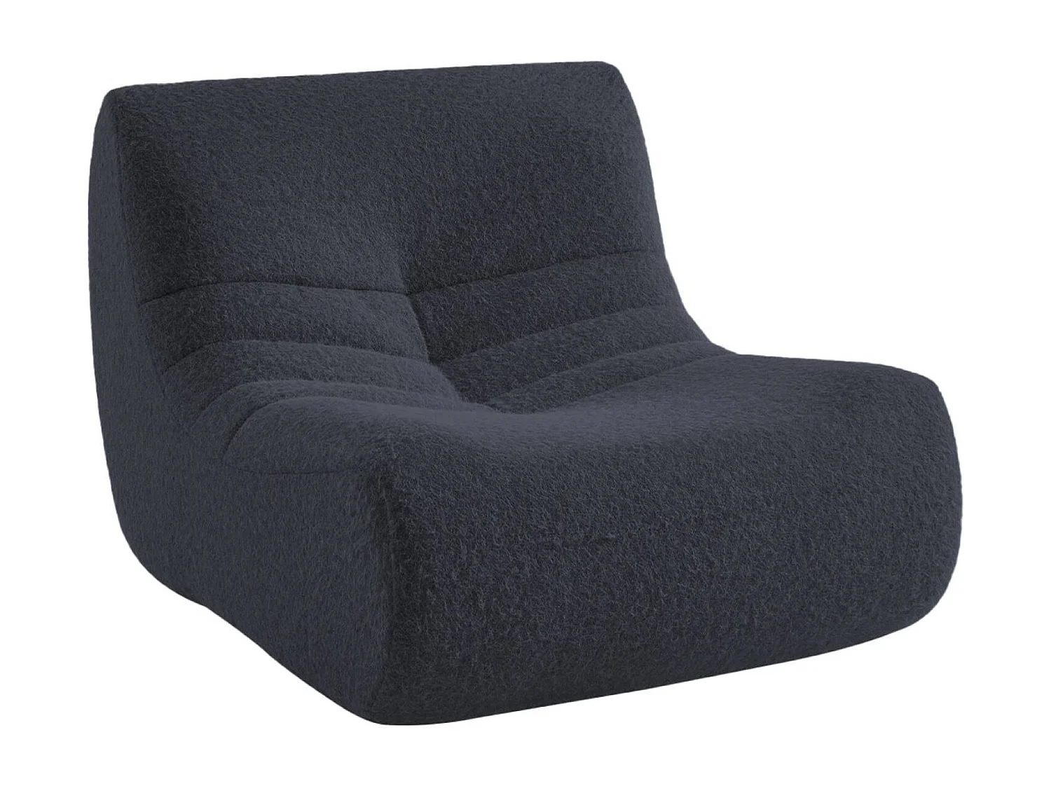 Chauffeuse tissu effet alpaca 1 place. bleu foncé. style contemporain. L 91 x P 105 x H 72cm