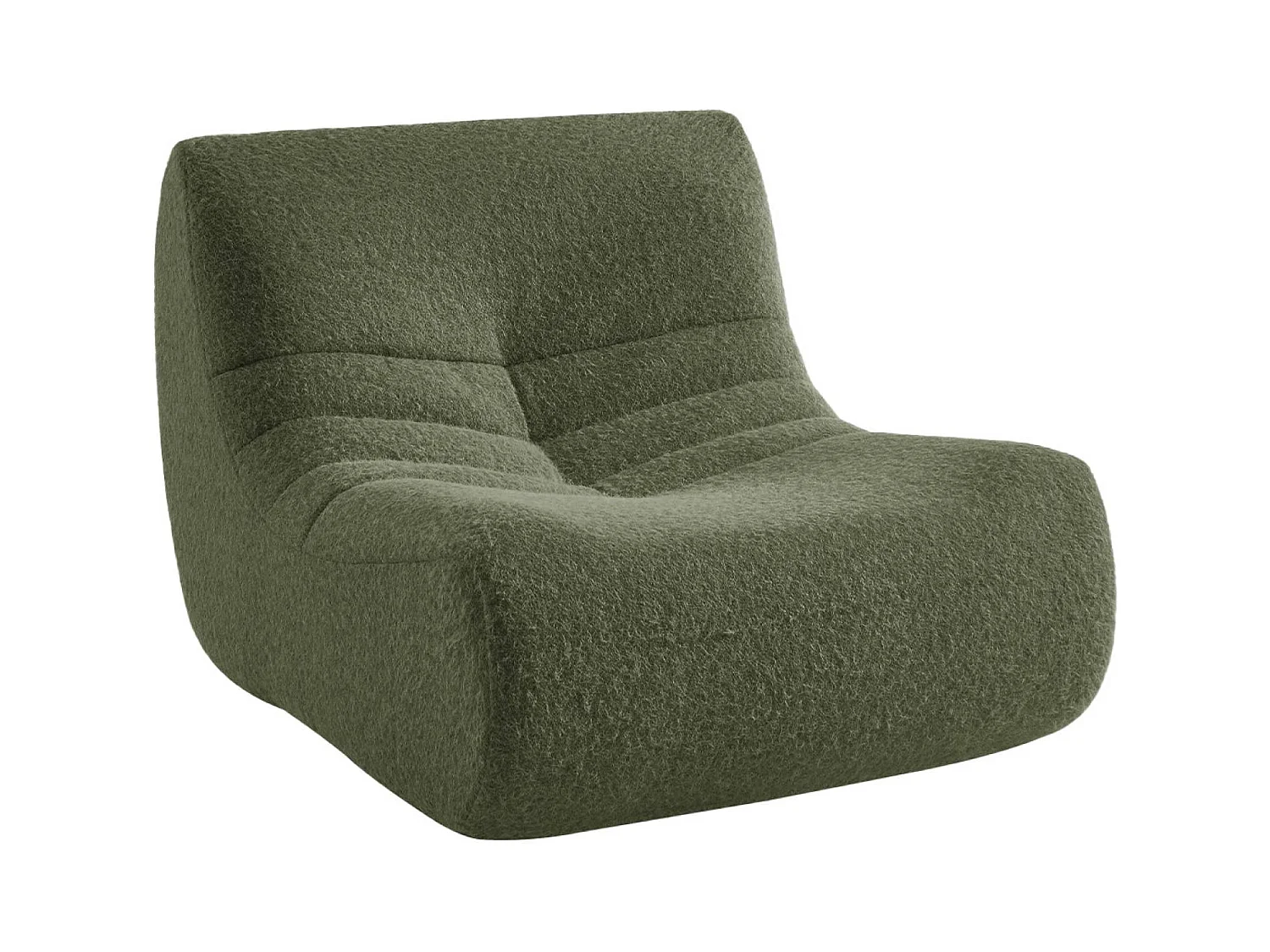 Chauffeuse tissu effet alpaca 1 place. kaki. style contemporain. L 91 x P 105 x H 72cm