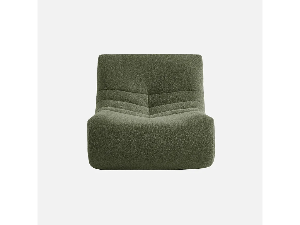 Chauffeuse tissu effet alpaca 1 place. kaki. style contemporain. L 91 x P 105 x H 72cm