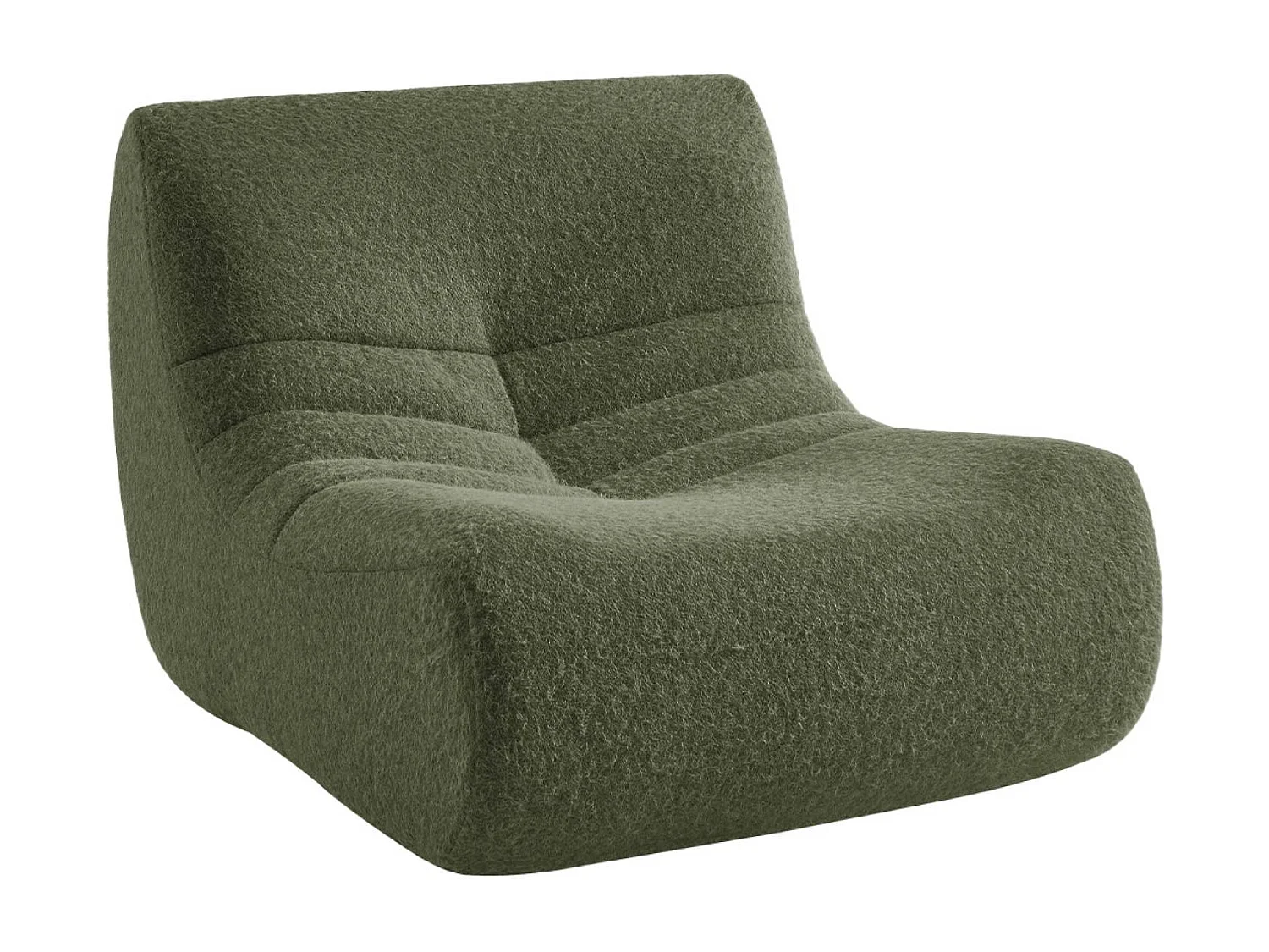 Chauffeuse tissu effet alpaca 1 place. kaki. style contemporain. L 91 x P 105 x H 72cm