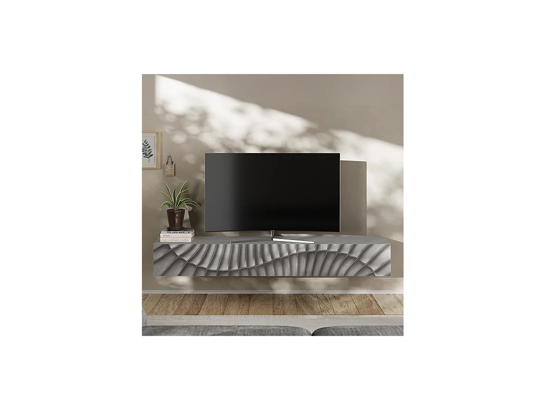 Meuble TV 1 abattant 210 cm Béton - RETTILE
