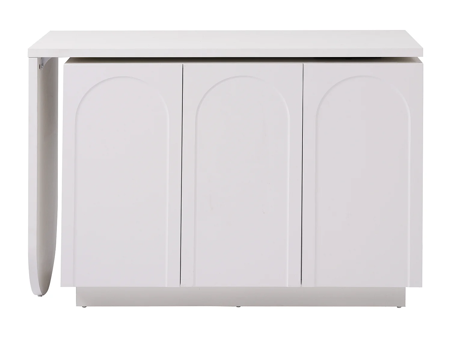 Coiffeuse pivotante escamotable en MDF - 3 portes avec 6 étagères réglables - Blanc