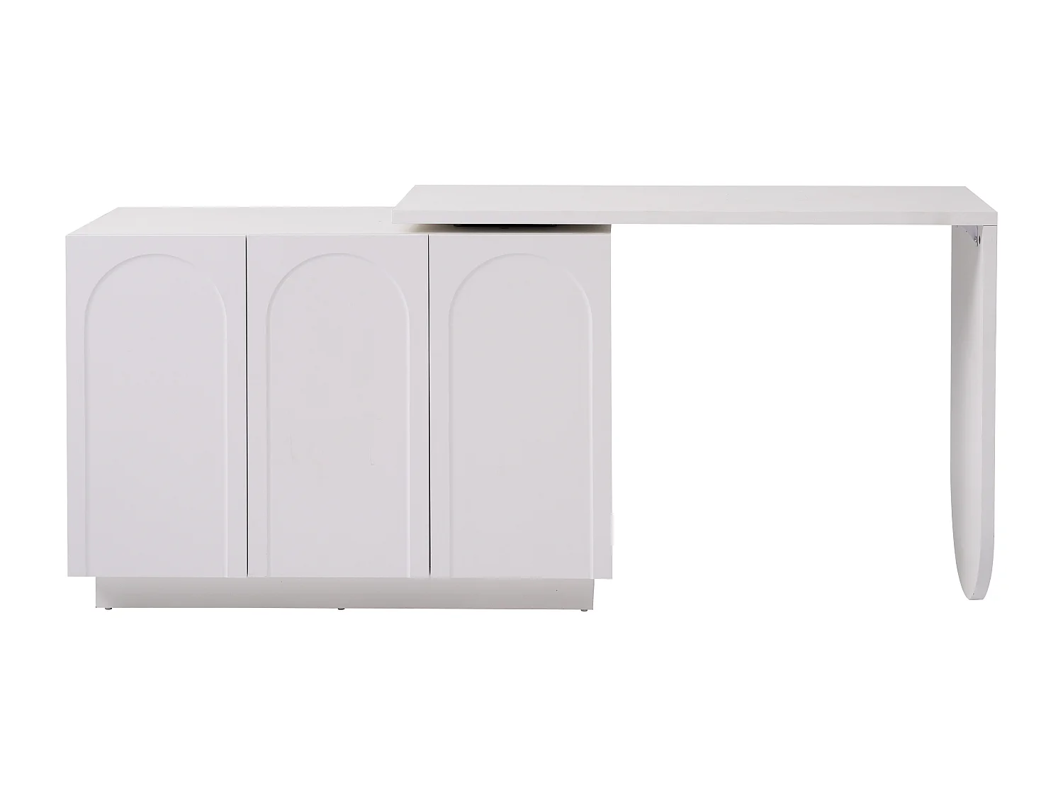 Coiffeuse pivotante escamotable en MDF - 3 portes avec 6 étagères réglables - Blanc