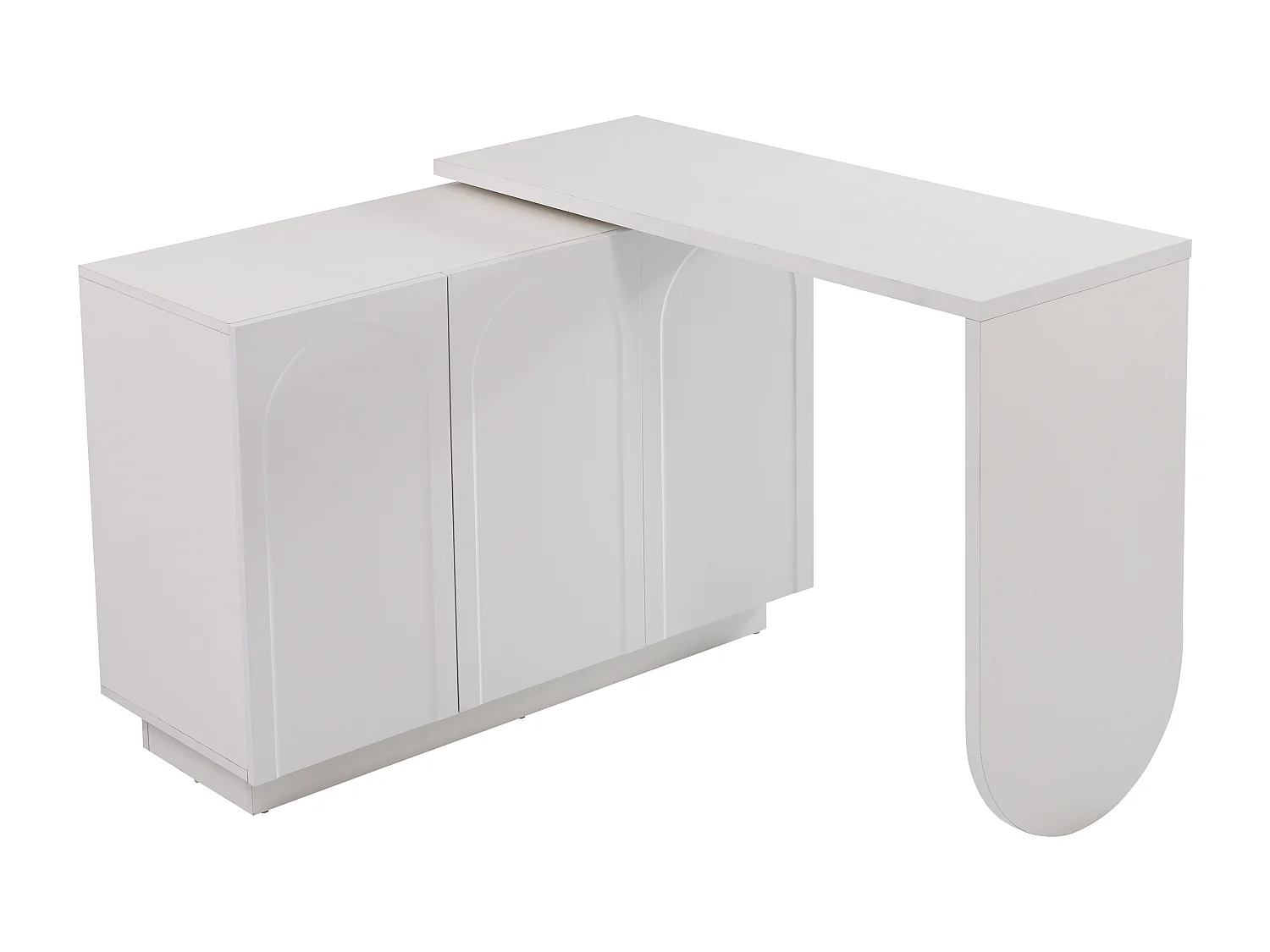 Coiffeuse pivotante escamotable en MDF - 3 portes avec 6 étagères réglables - Blanc