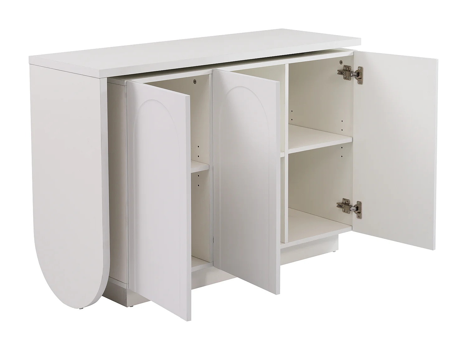 Coiffeuse pivotante escamotable en MDF - 3 portes avec 6 étagères réglables - Blanc
