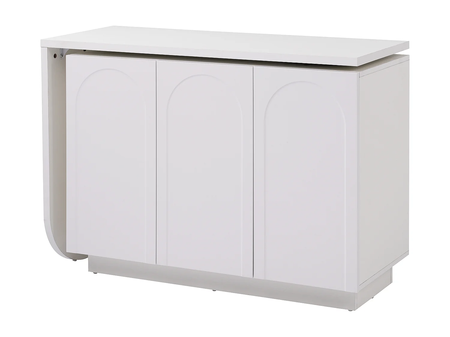 Coiffeuse pivotante escamotable en MDF - 3 portes avec 6 étagères réglables - Blanc