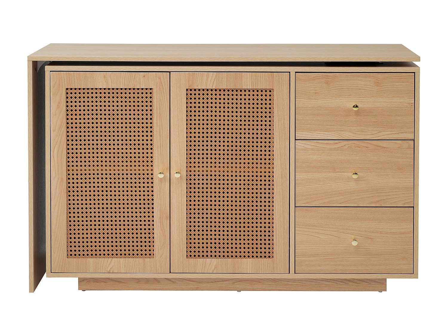 Coiffeuse pivotante escamotable en MDF - 3 portes et 3 tiroirs - Blanc