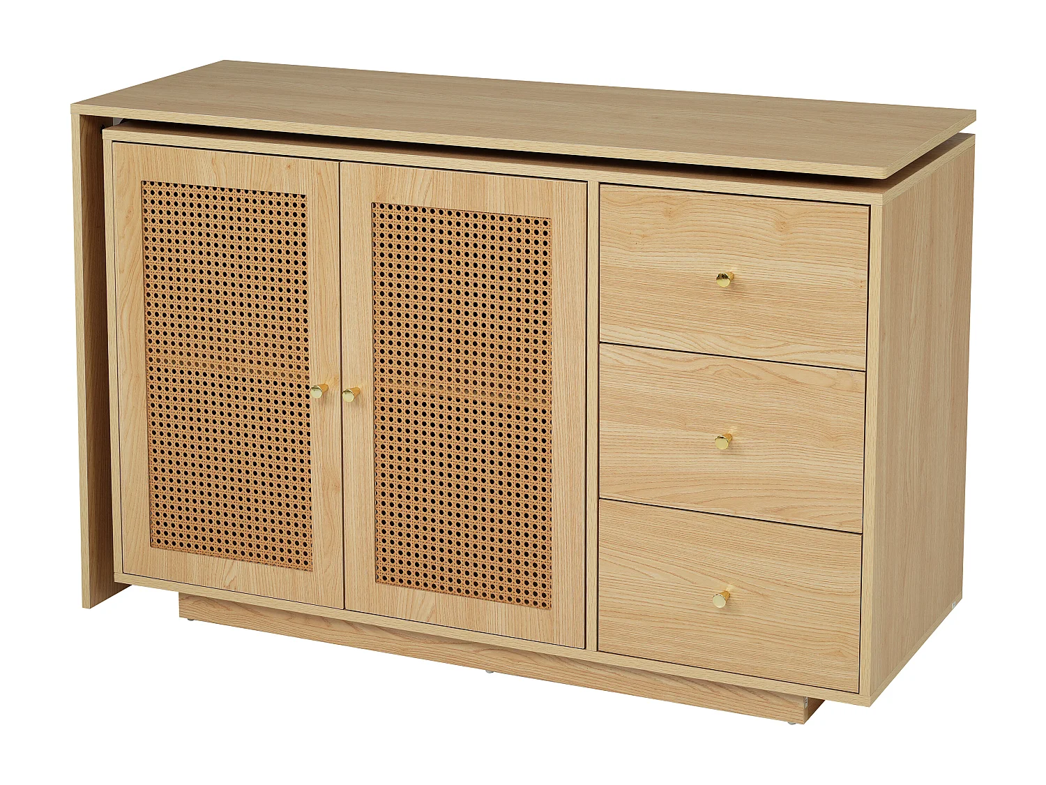 Coiffeuse pivotante escamotable en MDF - 3 portes et 3 tiroirs - Blanc