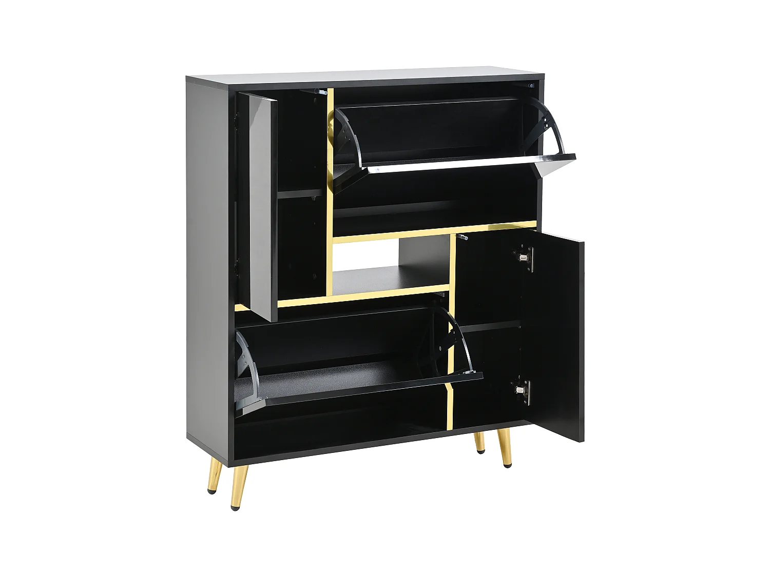 Nowoczesna szafka na buty z LED - błyszczący wygląd - Czarny