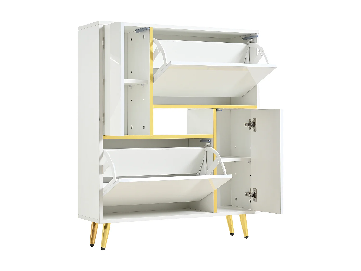 Móvel de sapateira moderno com LED - Branco Brilhante - Elegante e Prático