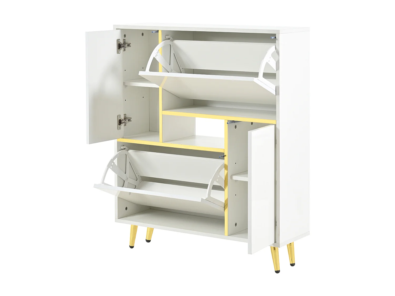 Moderne Schuhschrank mit LED - Glänzendes Weiß - Elegant und Praktisch