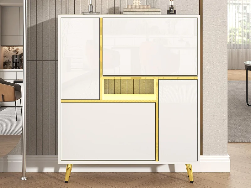 Moderne Schoenenkast met LED - Hoogglans Wit - Elegant en Praktisch