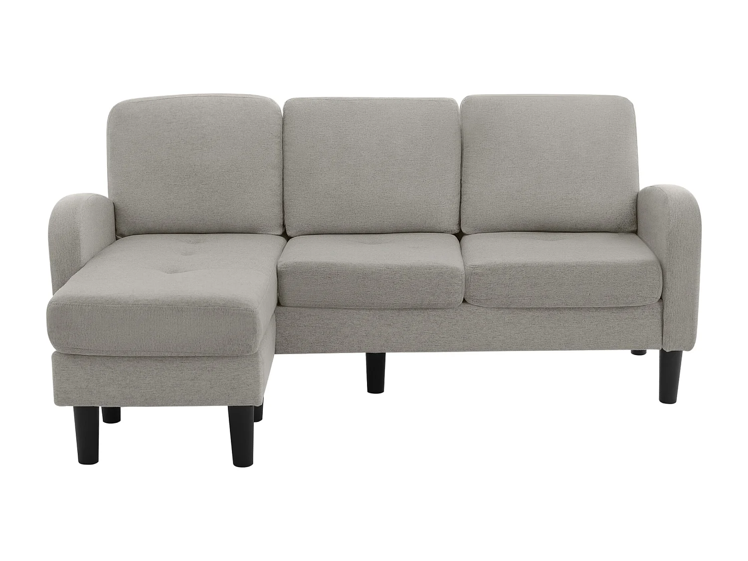 Canapé d'angle avec méridienne - 3 places - tissu en coton et lin - Gris