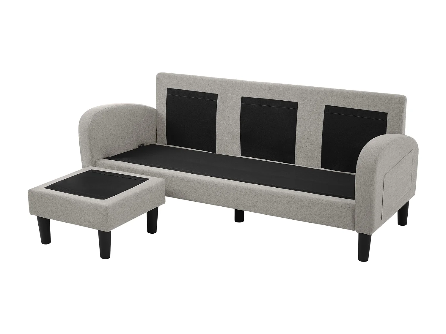 Canapé d'angle avec méridienne - 3 places - tissu en coton et lin - Gris