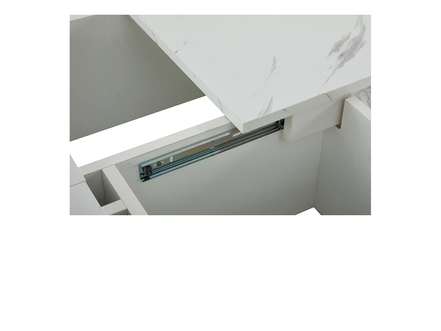 Vierkante salontafel met 4 laden - marmereffect - Wit