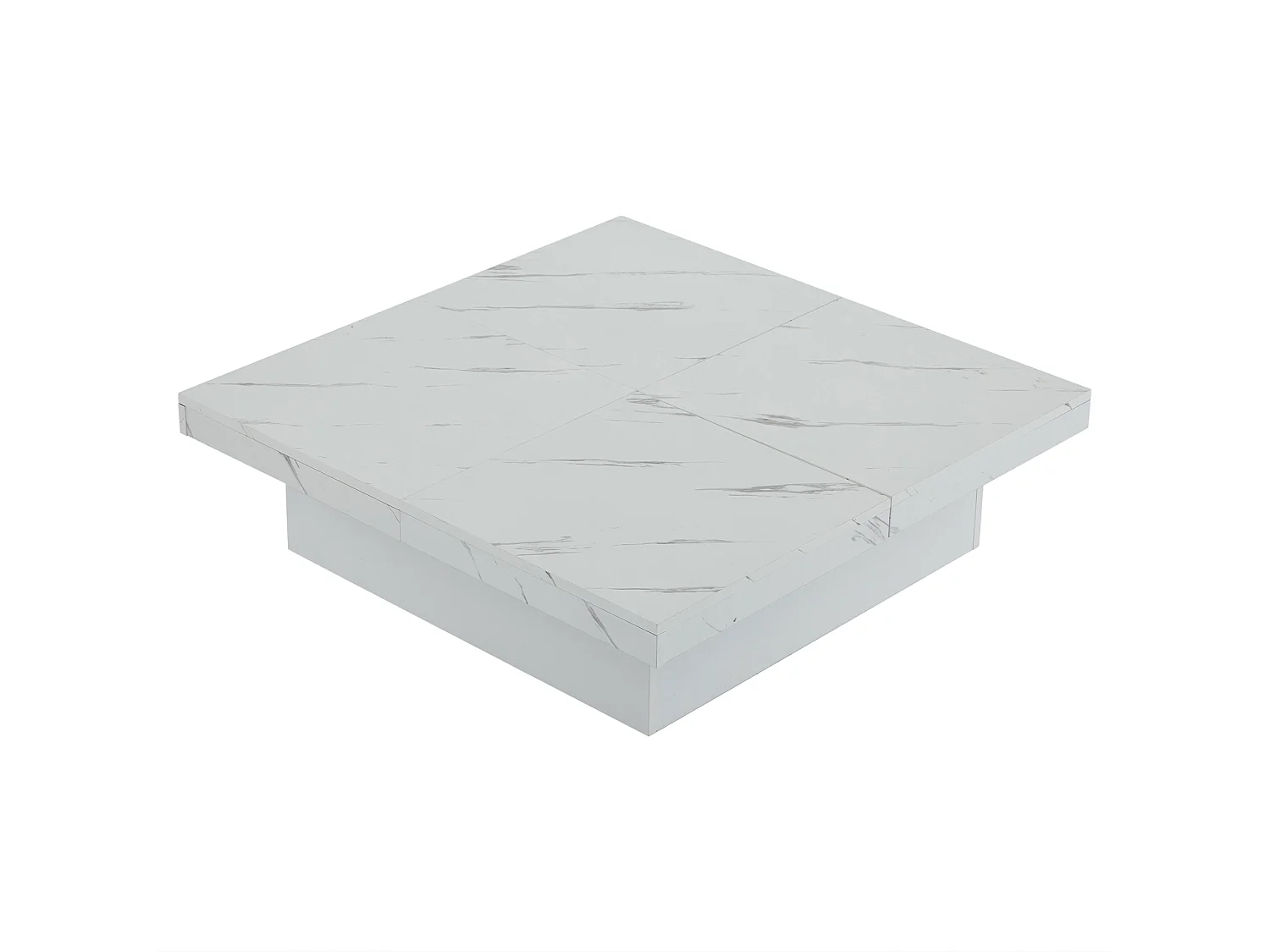 Tavolino quadrato con 4 cassetti - effetto marmo - Bianco