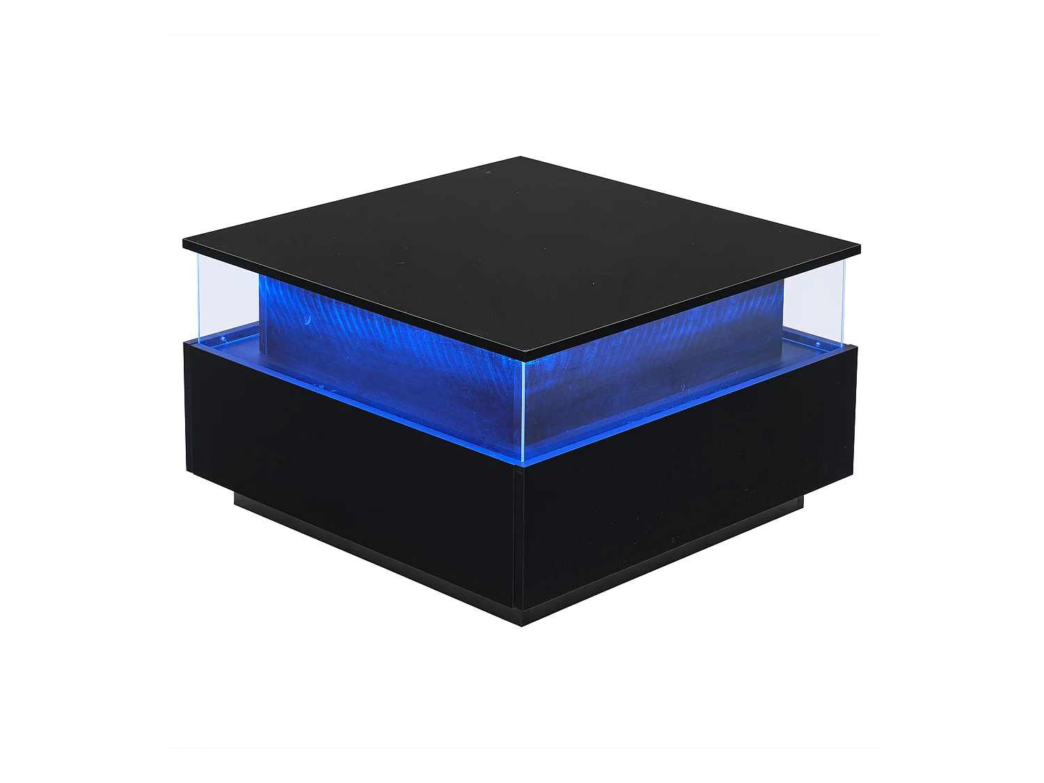 Table basse moderne - avec 2 tiroirs + compartments vitrés - Noir