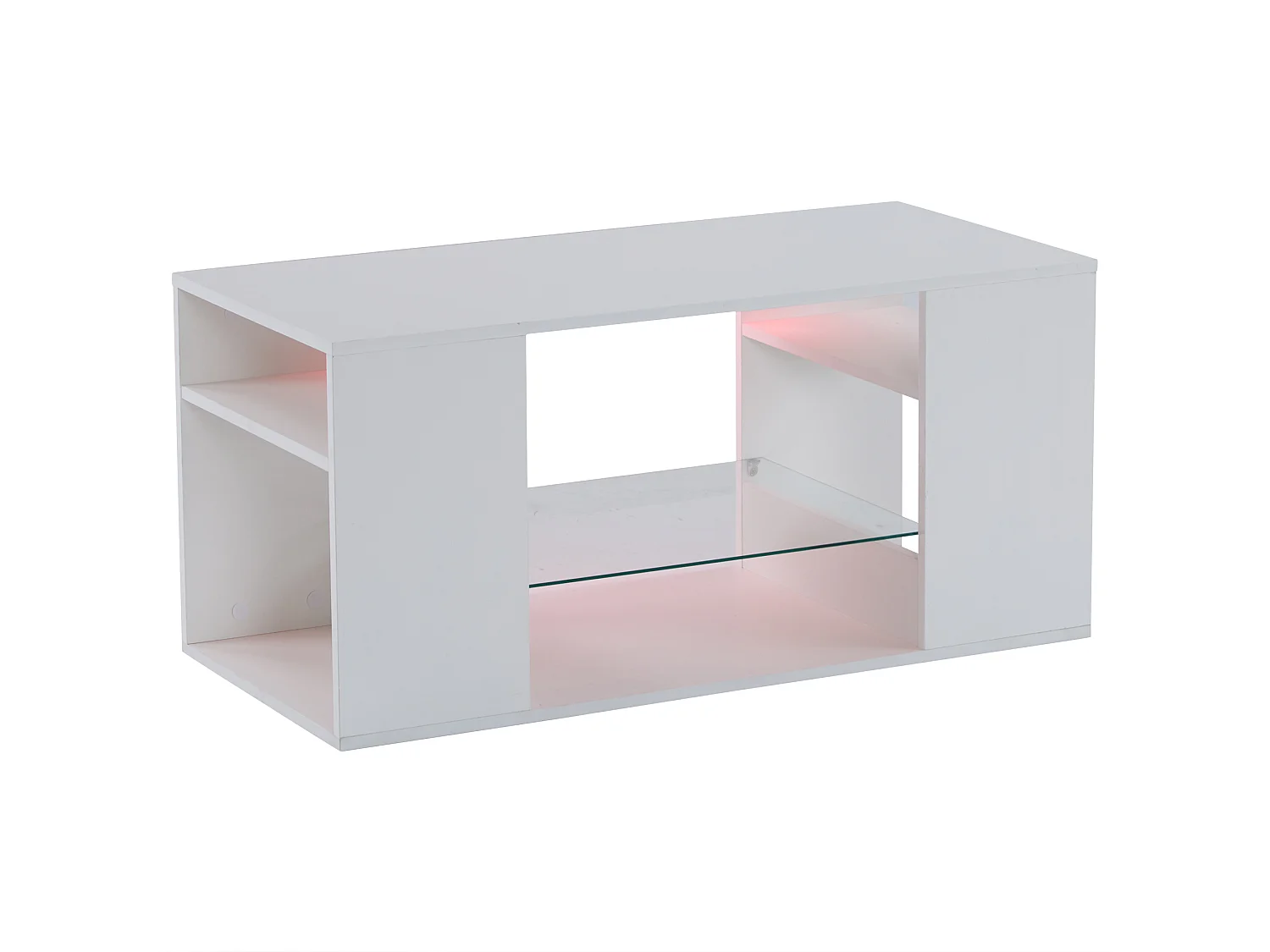 Table basse moderne - avec LED et rangements - Blanc