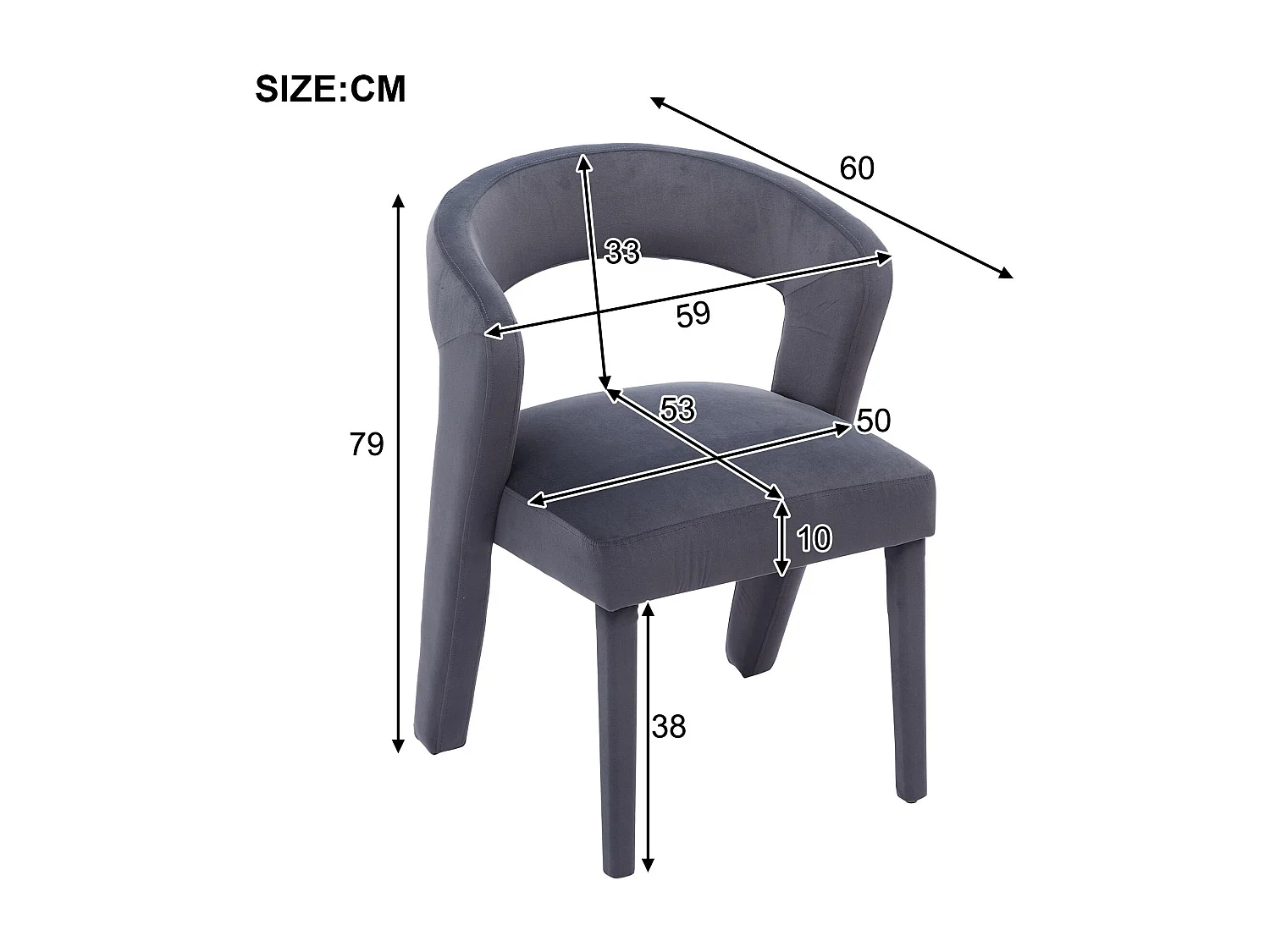 Samtgepolsterter Sessel – Grau