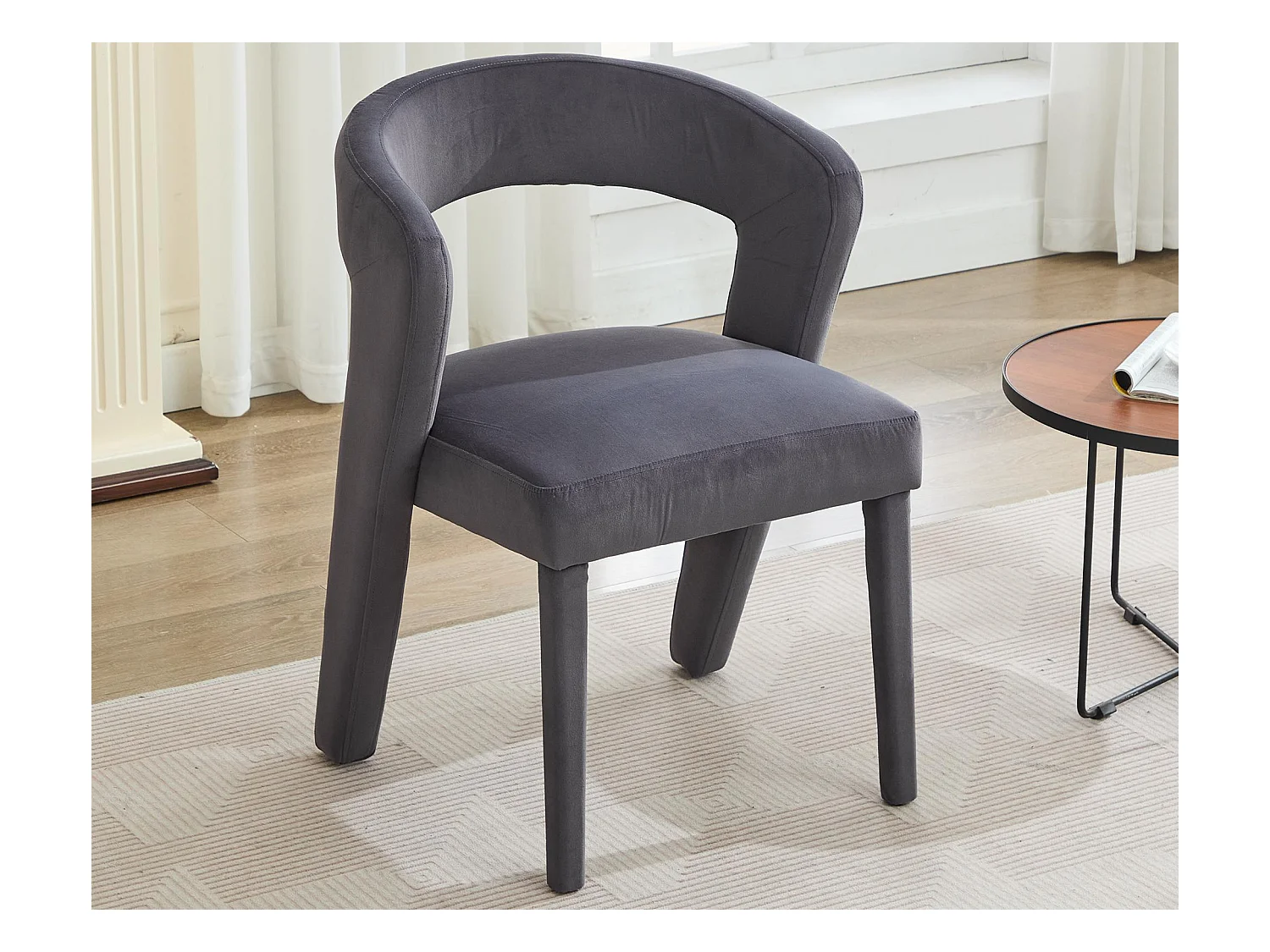 Fauteuil rembourrée en velours - Gris