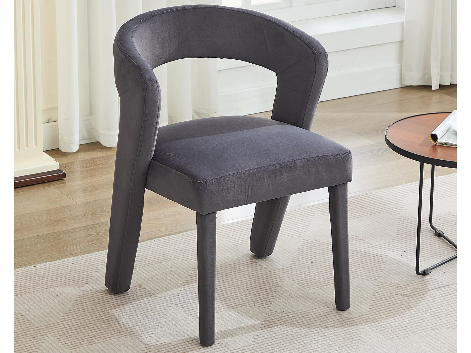 Fauteuil rembourrée en velours - Gris