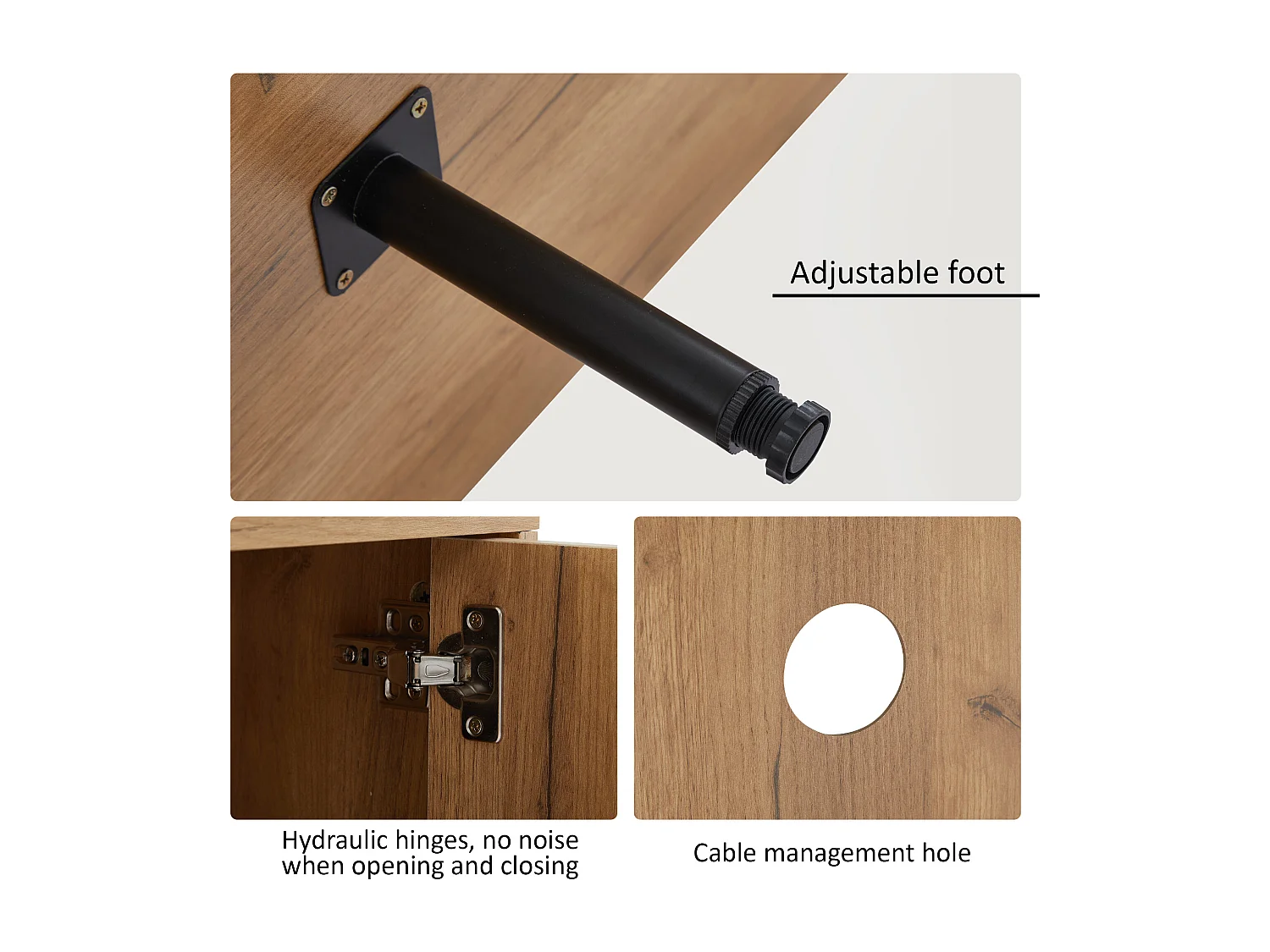 TV-Schrank L 180 cm – mit 3 Türen und 3 Fächern – Braun